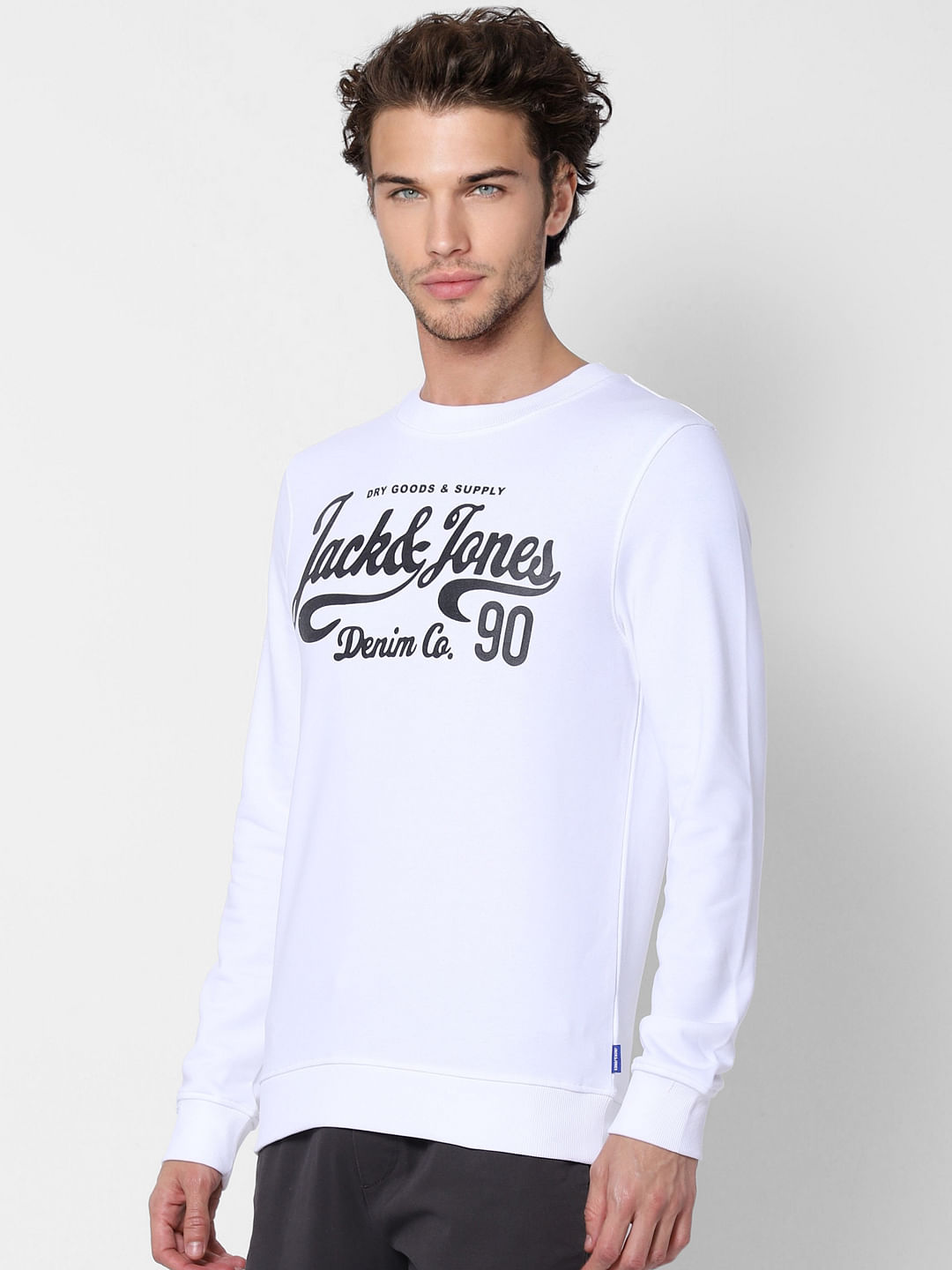 White Logo Print Sweatshirt
