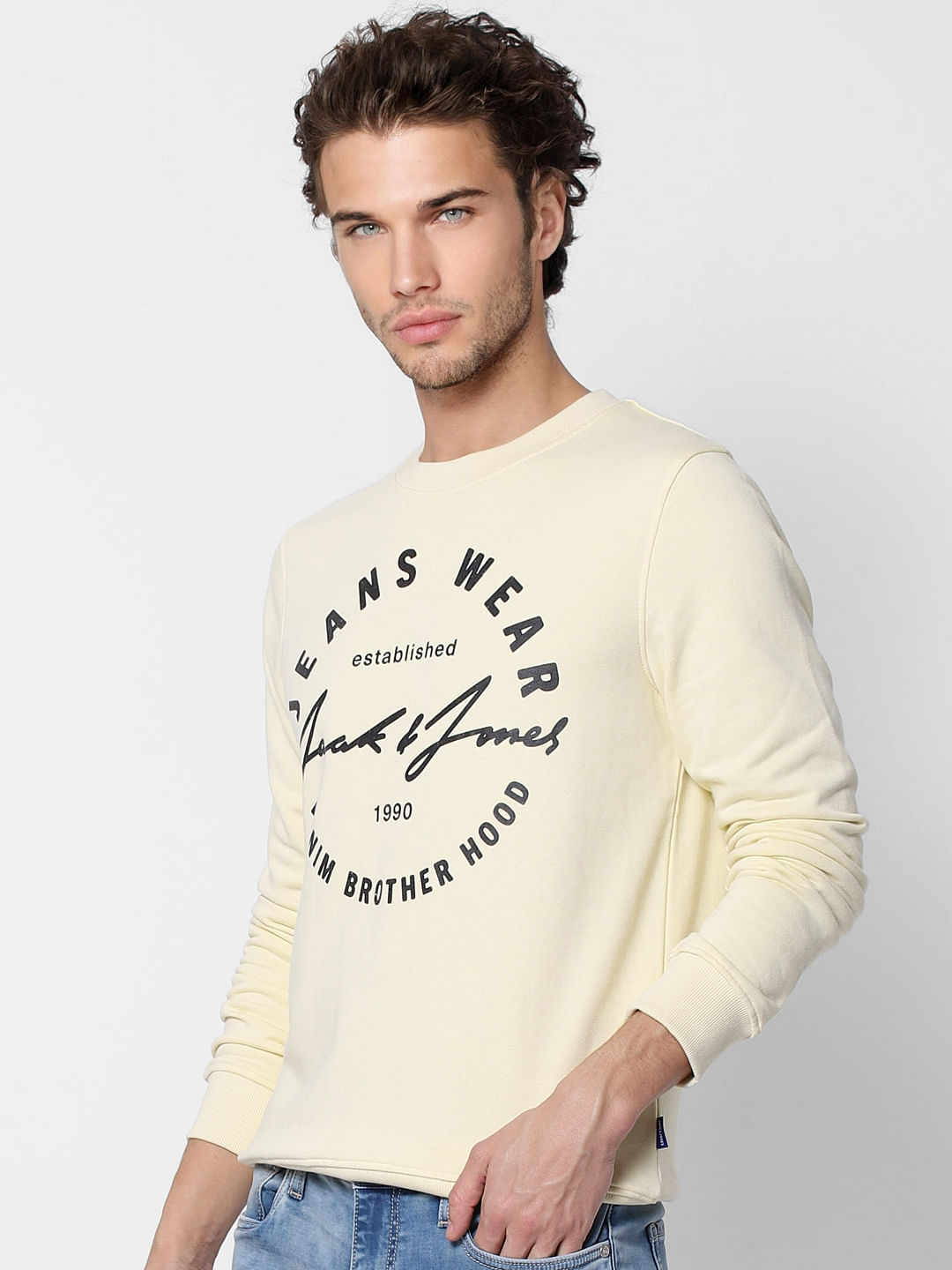 Light Yellow Logo Print Sweatshirt