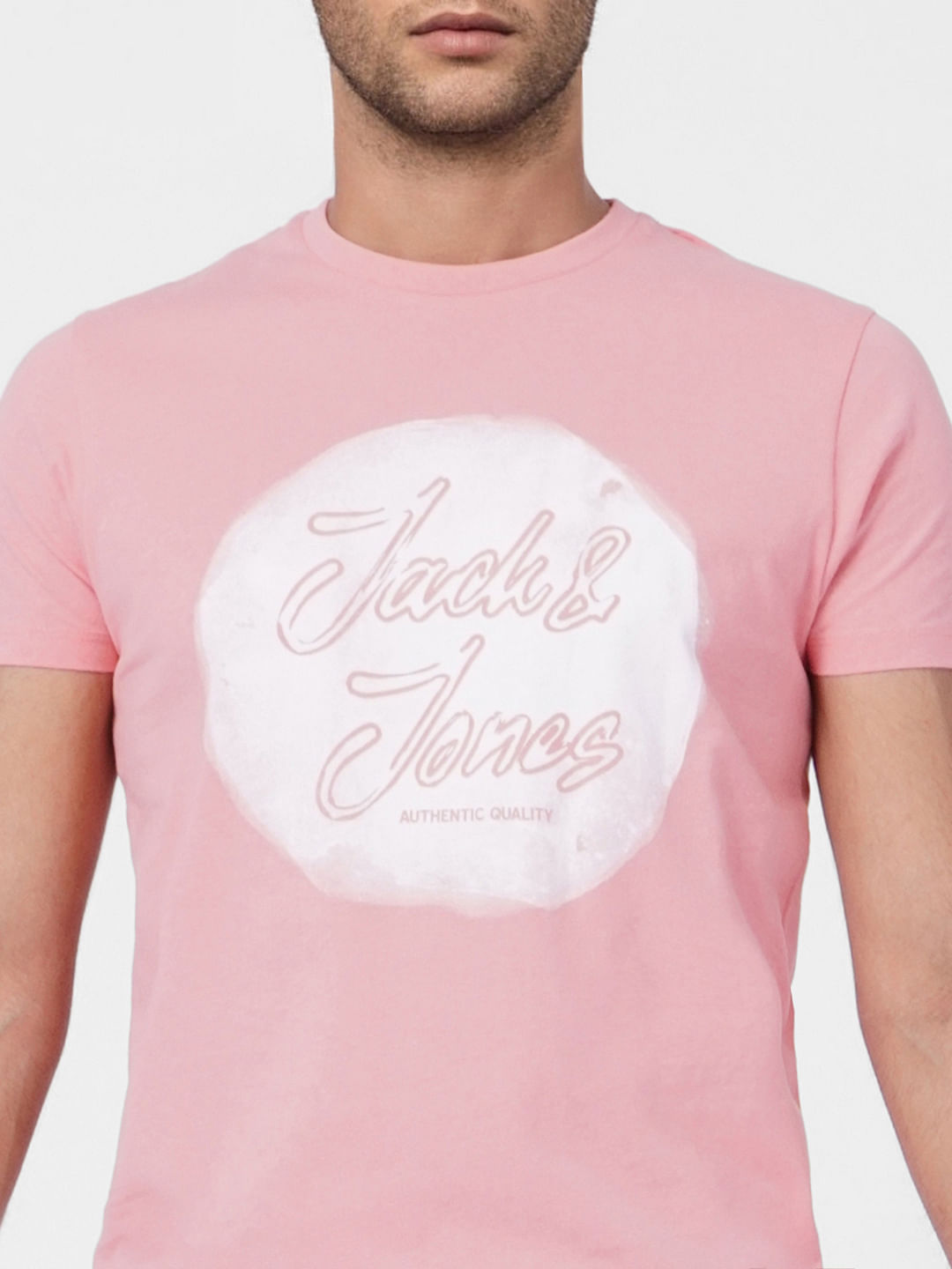 Pink Logo Print Crew Neck T-shirt
