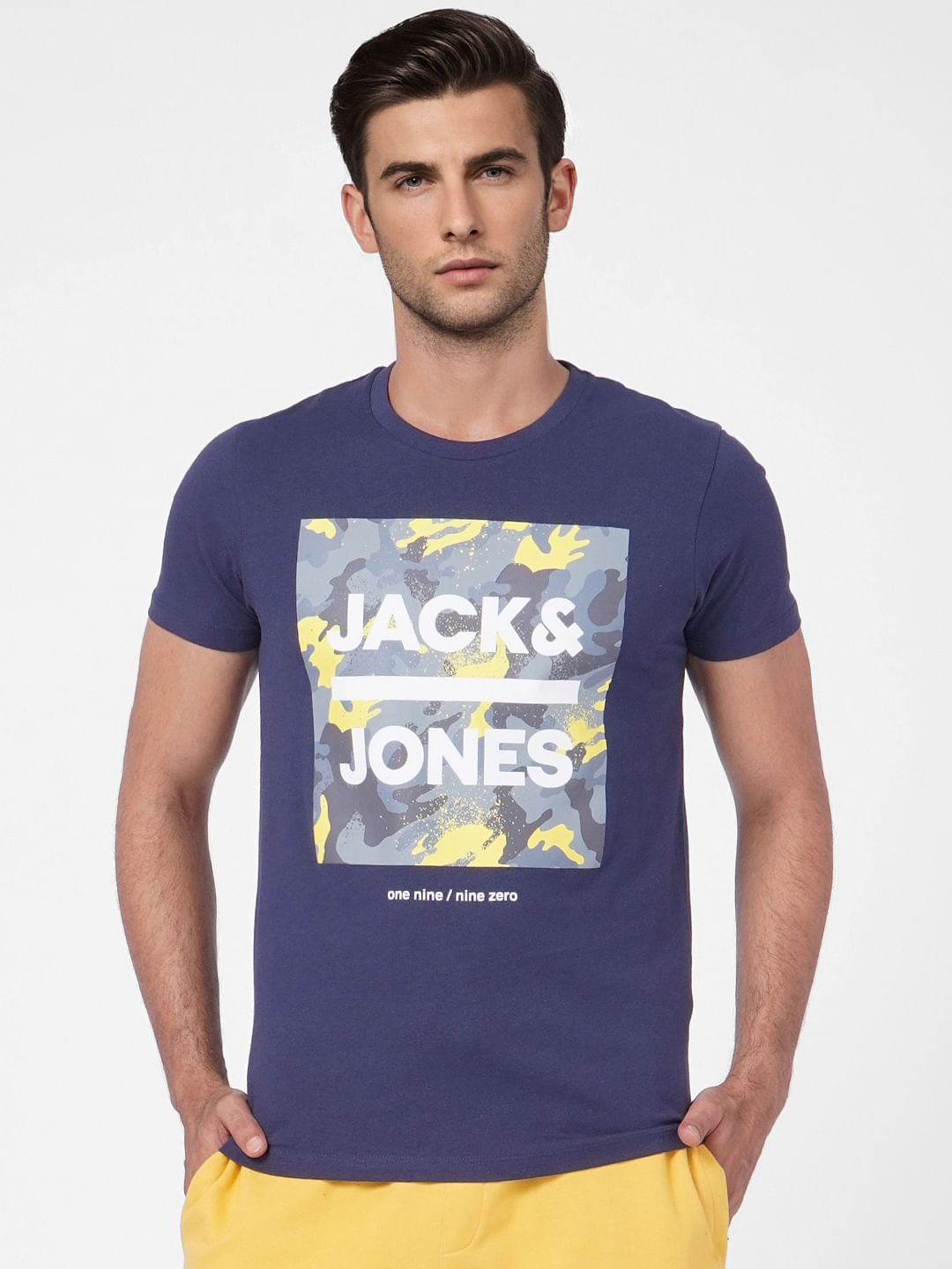 Dark Blue Graphic Print Crew Neck T-shirt