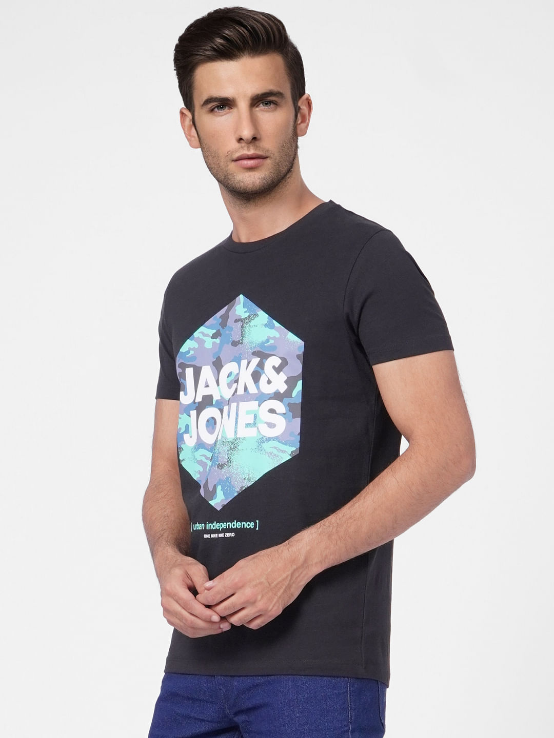 Black Graphic Print Crew Neck T-shirt
