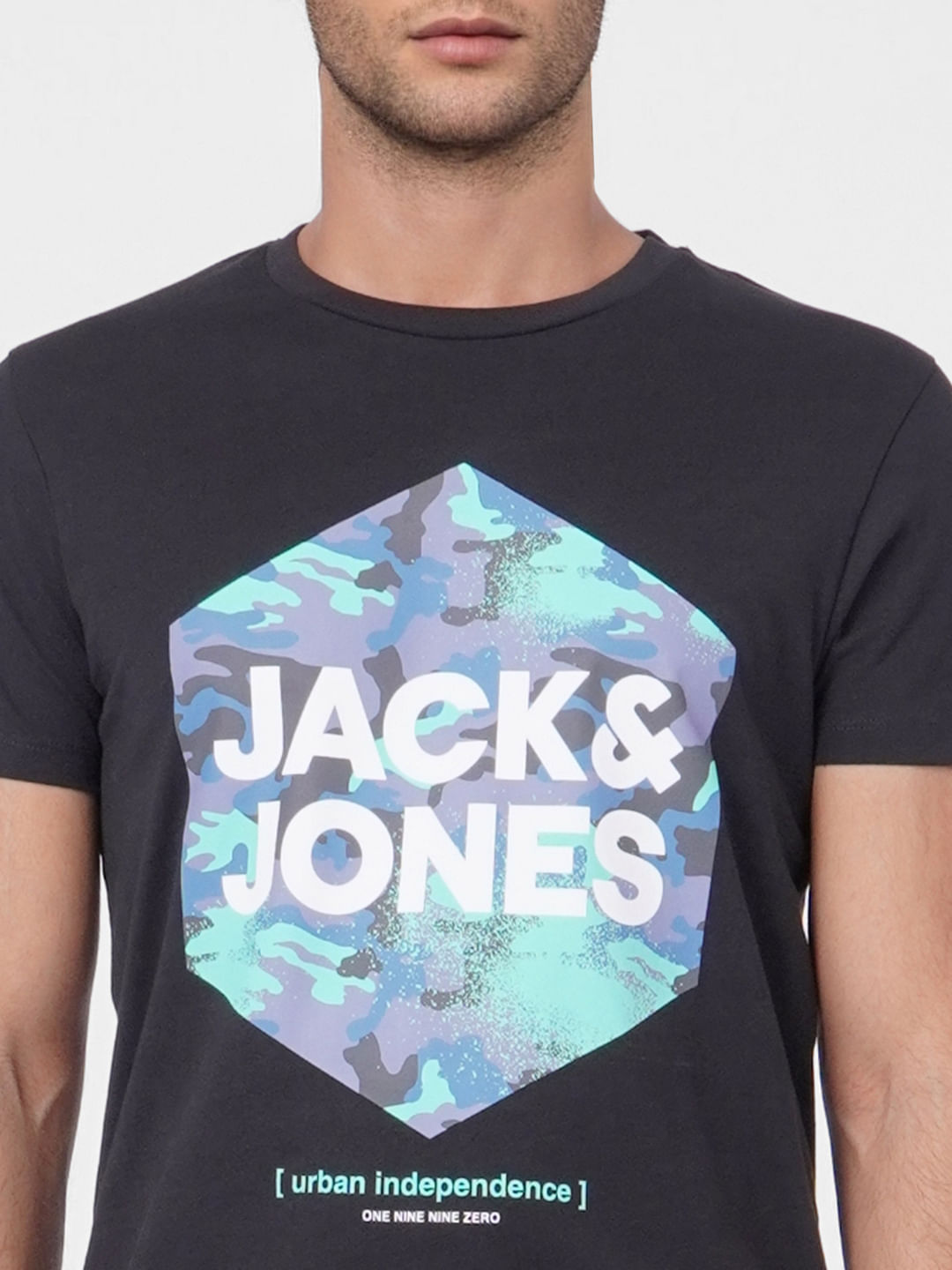 Black Graphic Print Crew Neck T-shirt