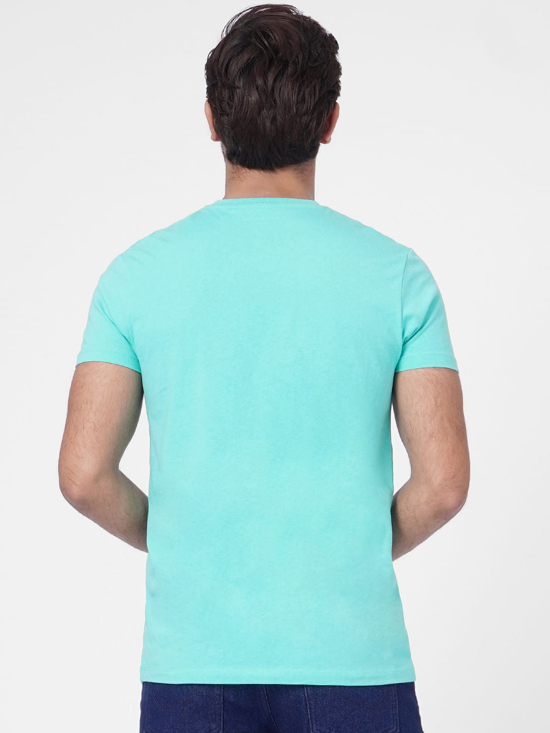 Turquoise Printed Crew Neck T-shirt