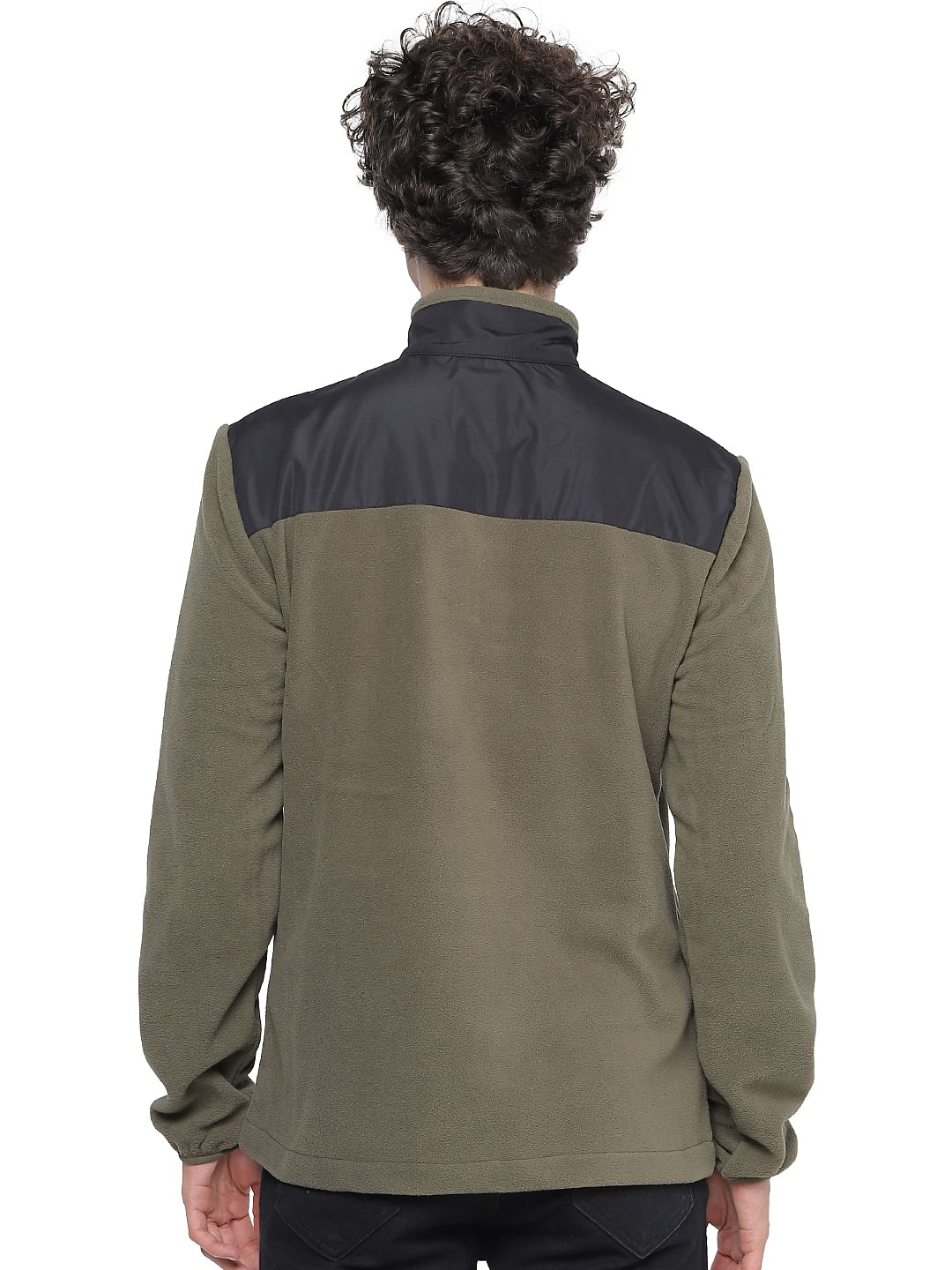 Black Colourblocked Fleece Jacket