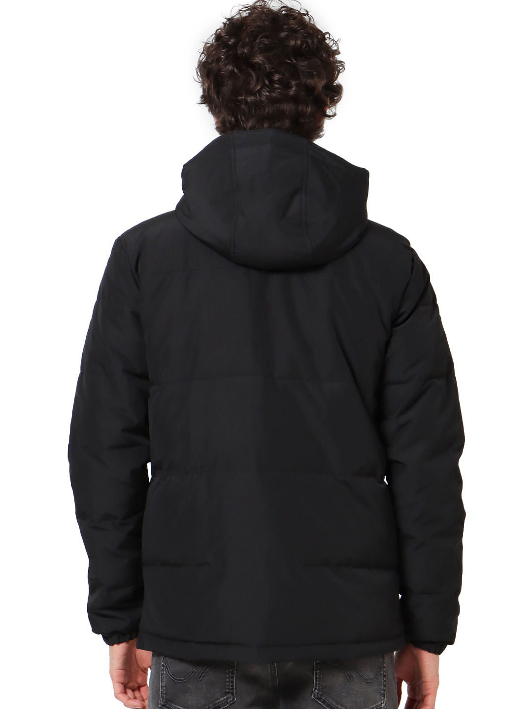 Black High Neck Hooded Jacket