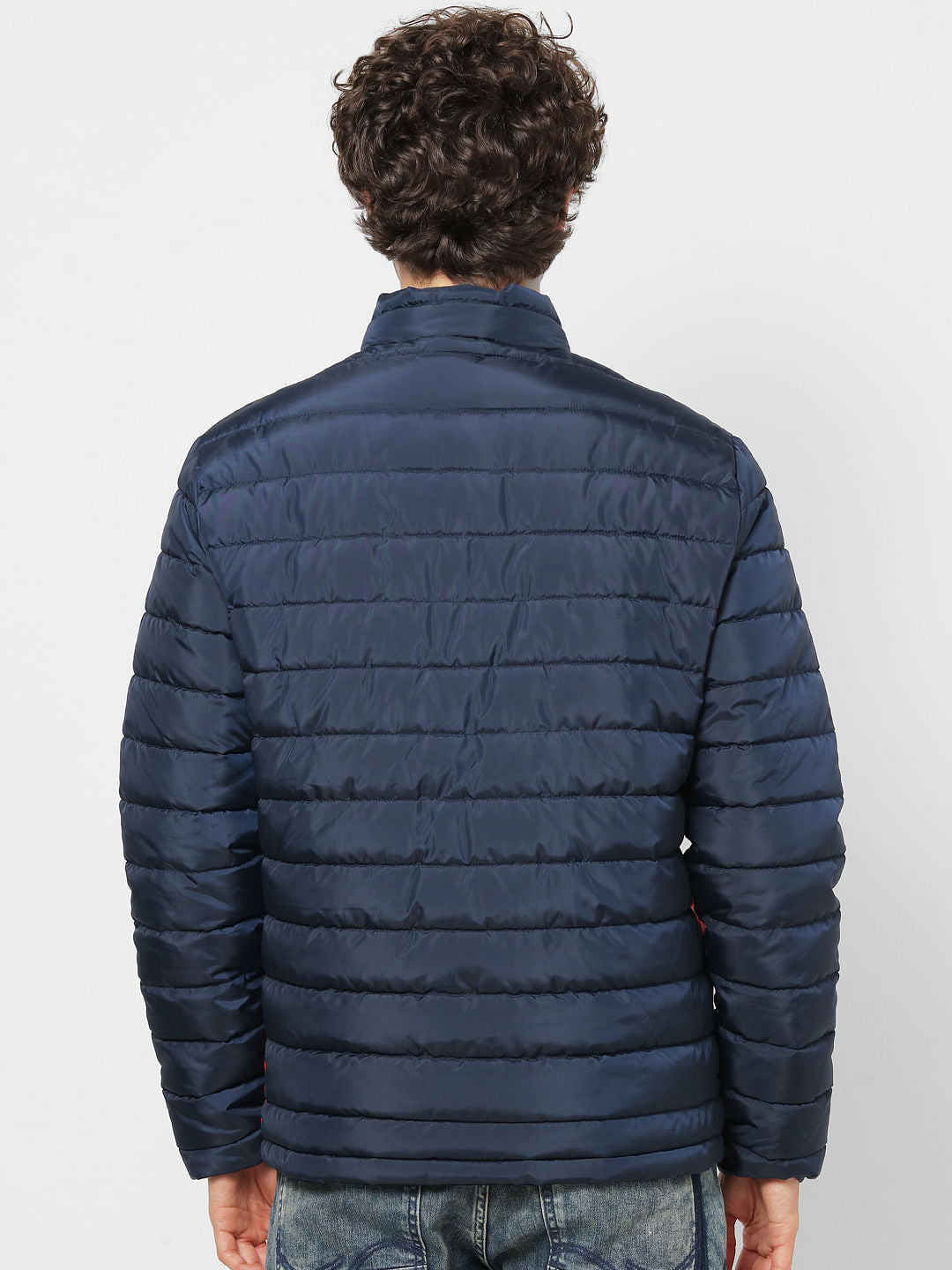 Red Colourblocked Puffer Jacket