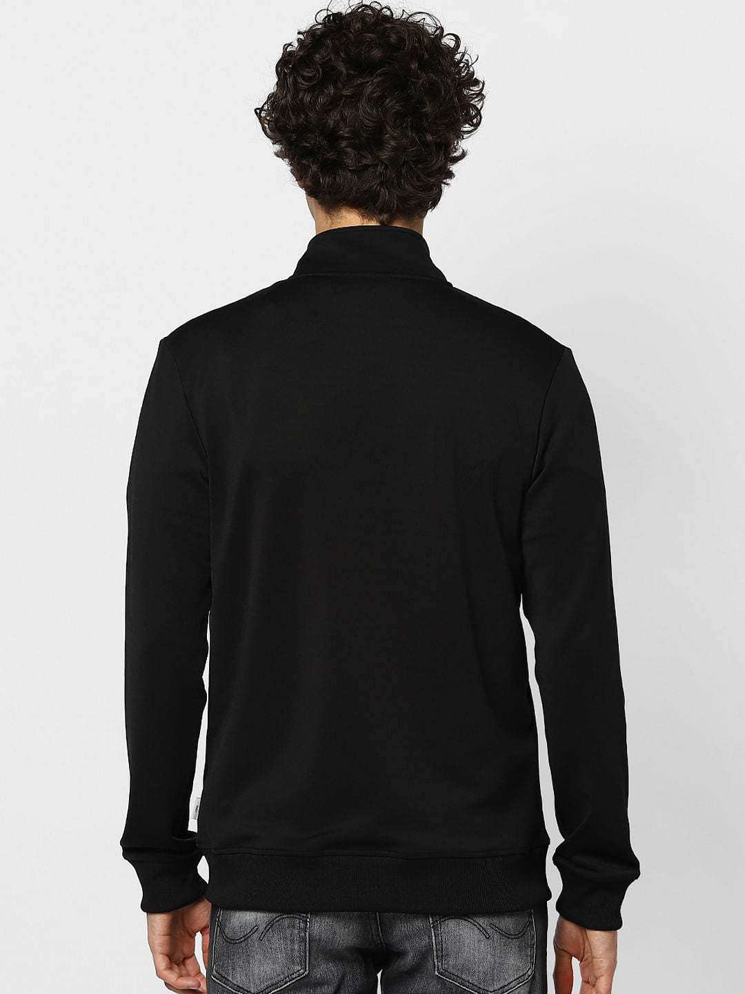 Black High Neck Tape Detail Jacket