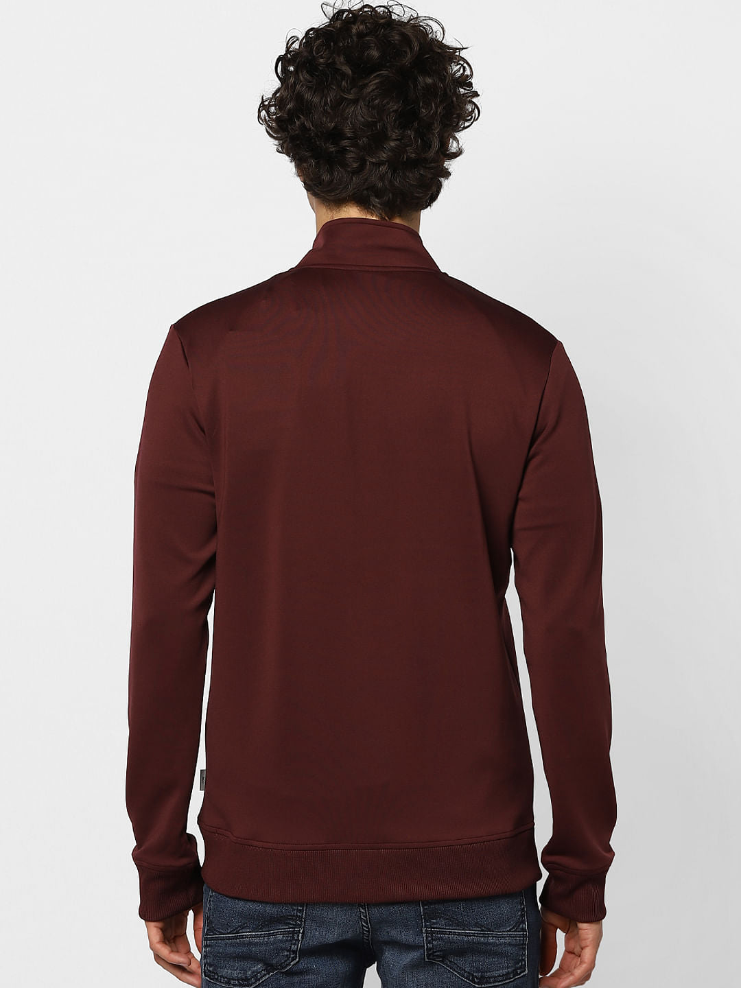 Maroon High Neck Tape Detail Jacket