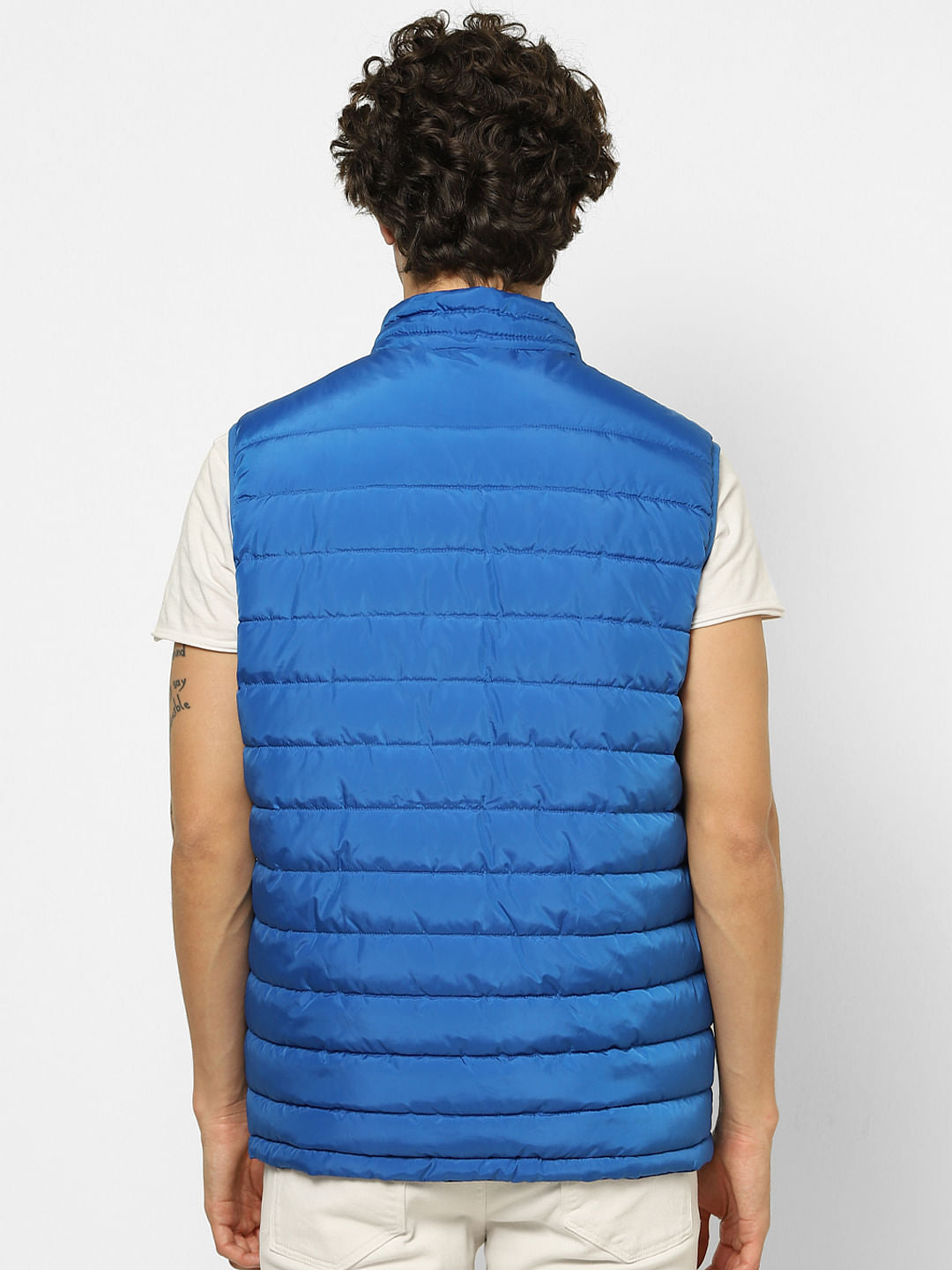 Blue Zip Up Puffer Jacket