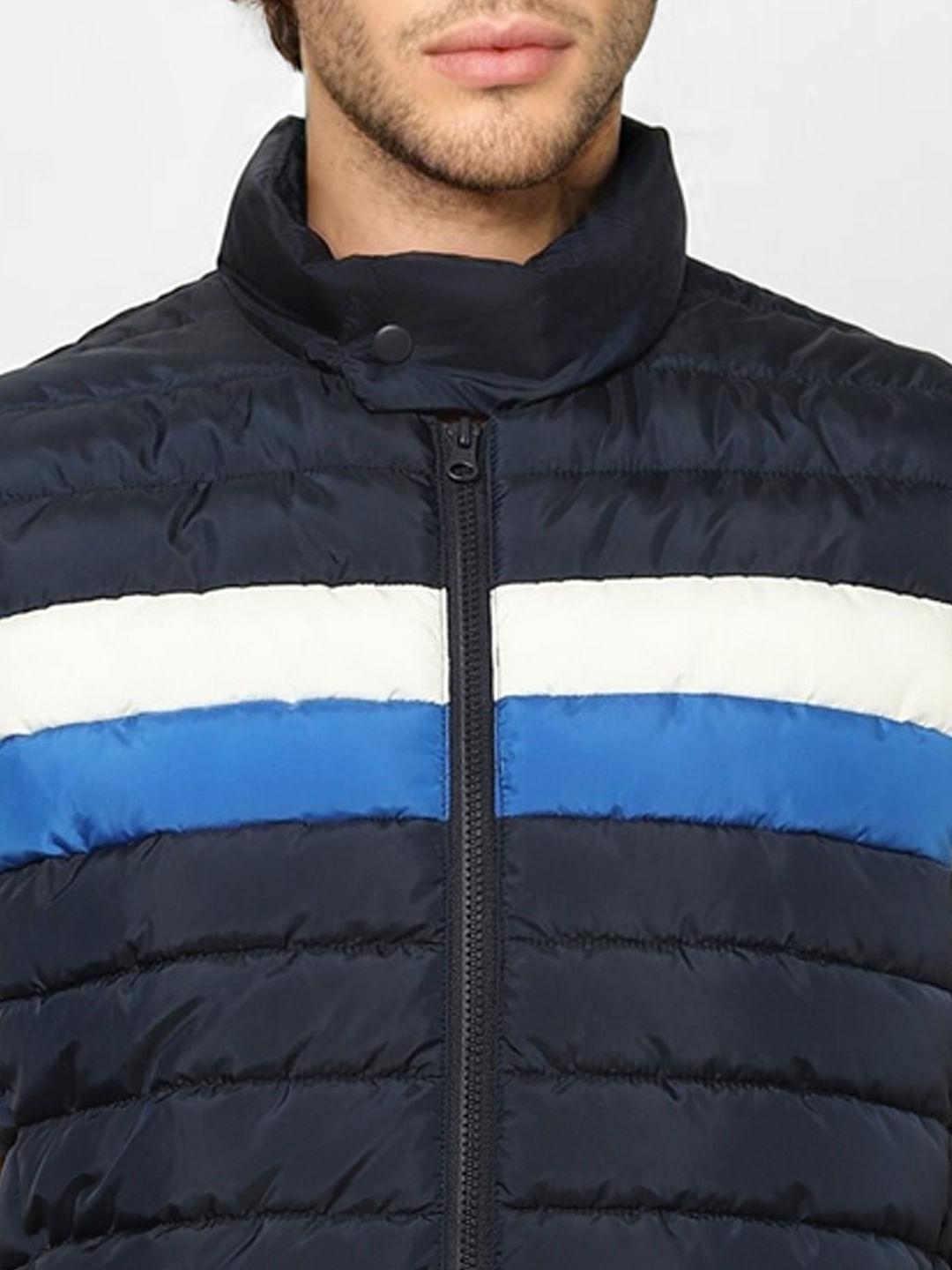 Black Colourblocked Puffer Jacket