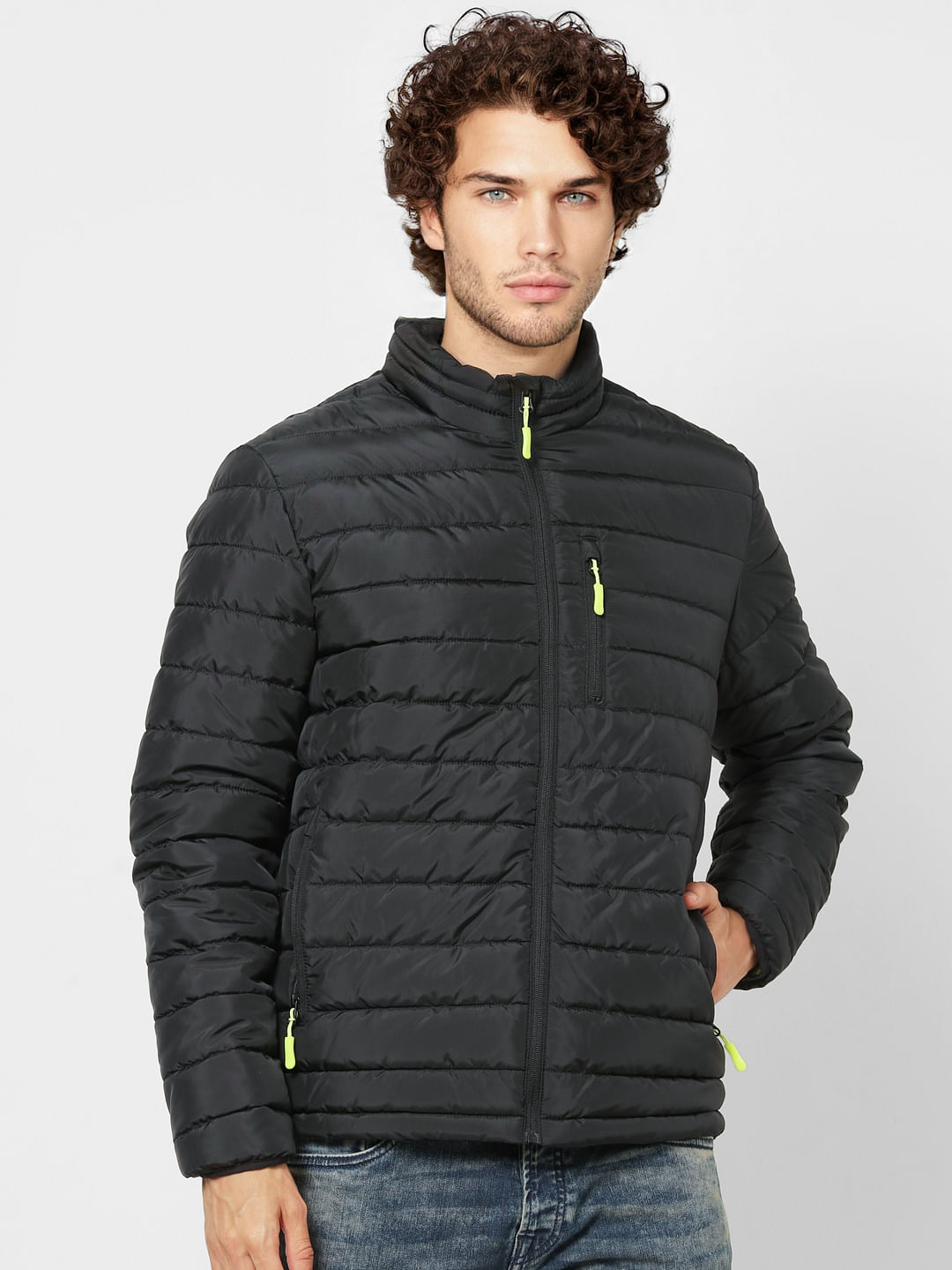 Black High Neck Puffer Jacket
