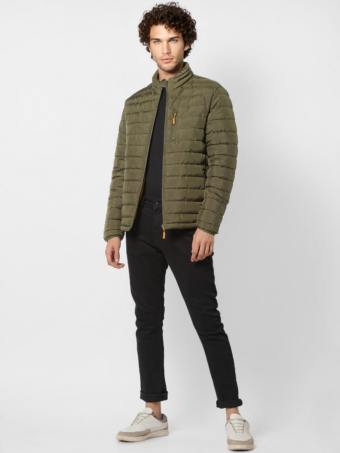 Green High Neck Puffer Jacket