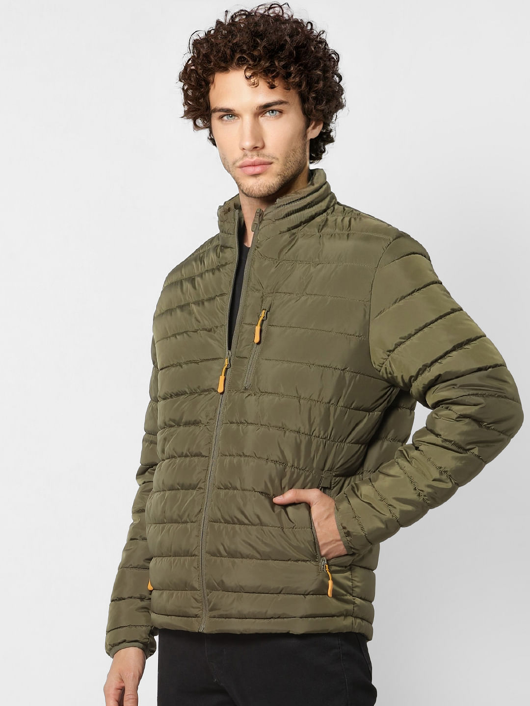 Green High Neck Puffer Jacket