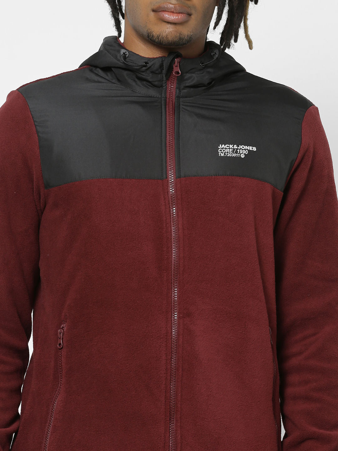 Maroon Colourblocked Jacket