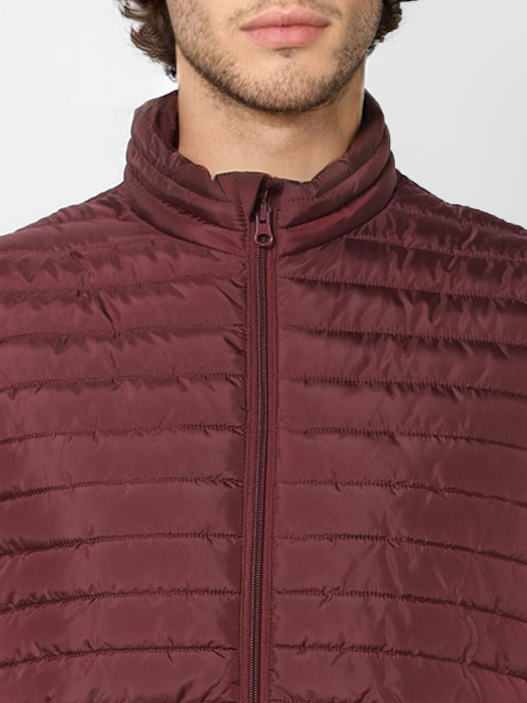 Maroon Sleeveless High Neck Puffer Jacket