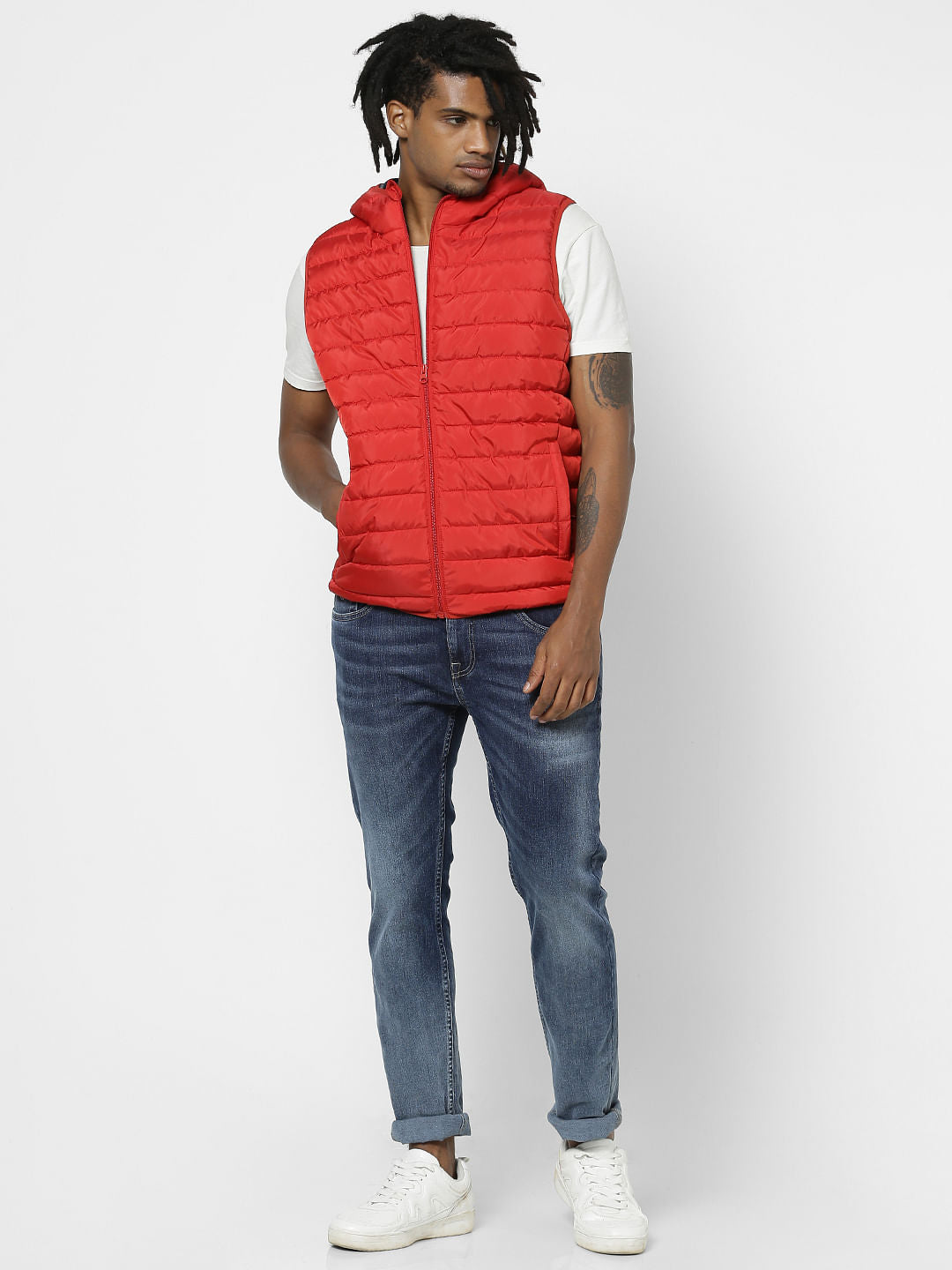 Red Hooded Puffer Jacket