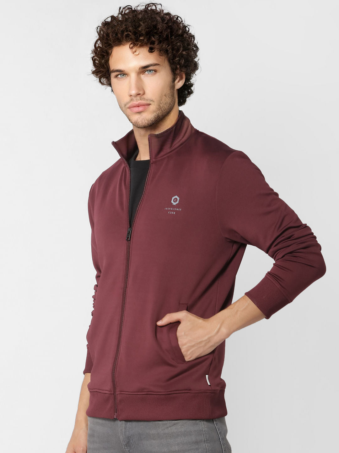 Maroon High Neck Jacket