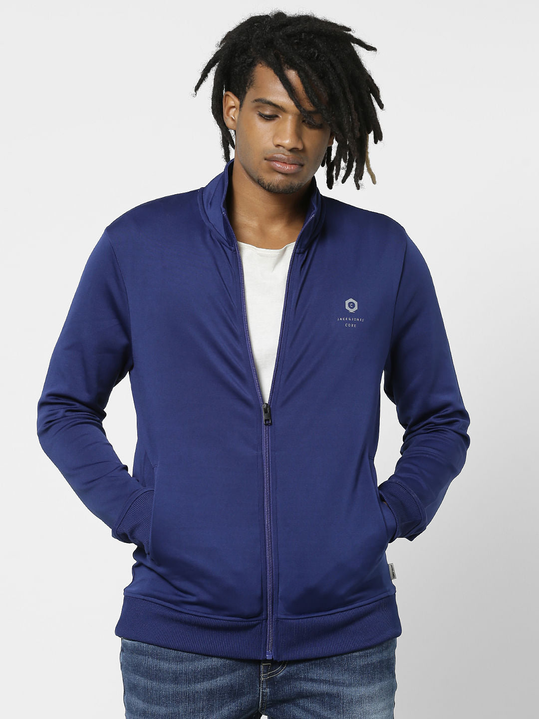 Blue High Neck Jacket
