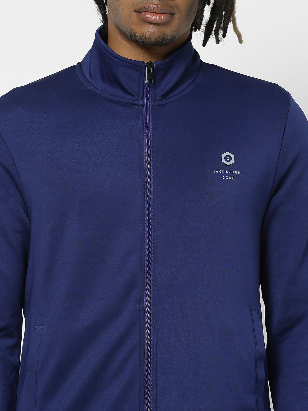 Blue High Neck Jacket