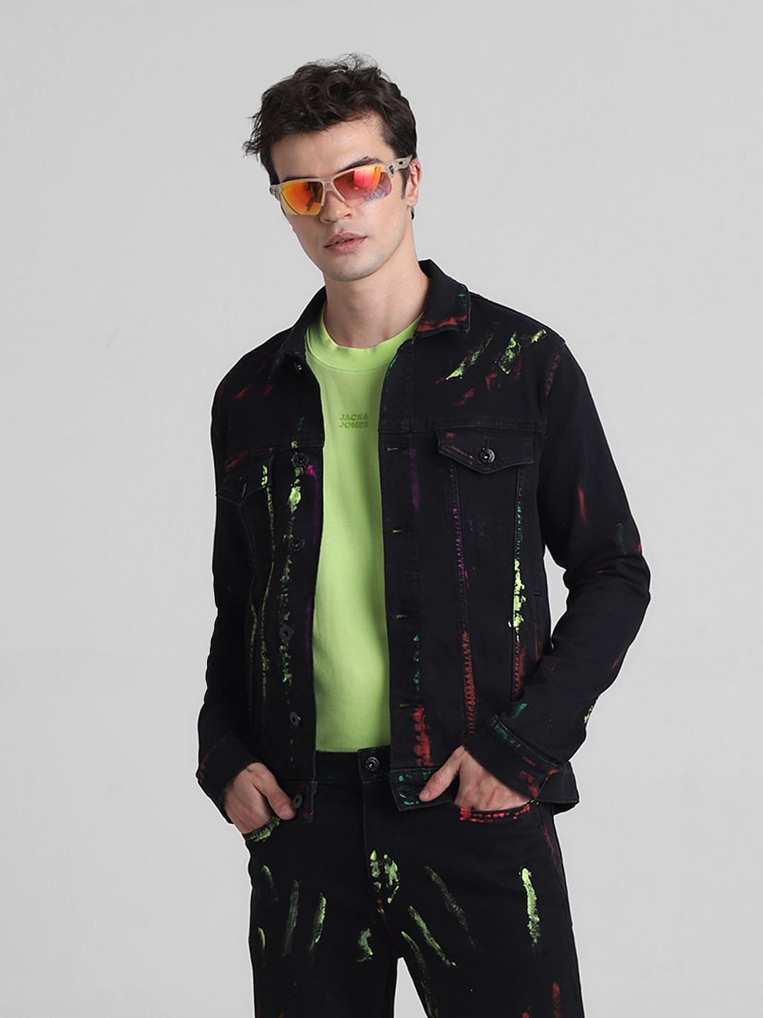 Black Paint Print Co-ord Set Jacket