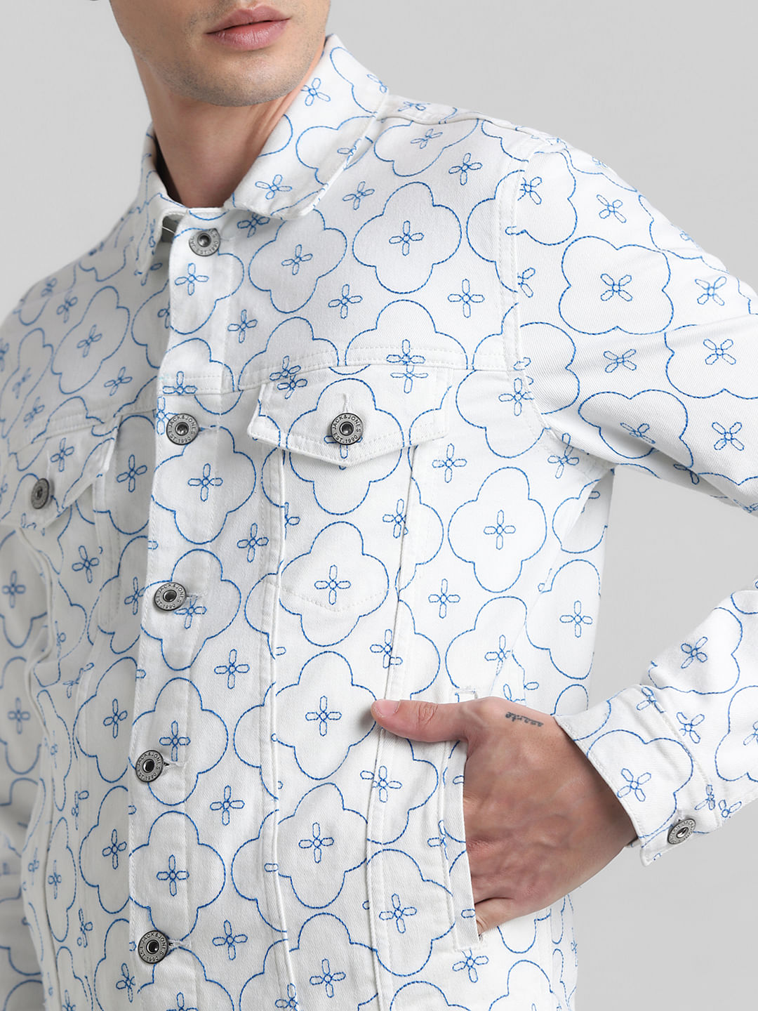 White Embroidered Co-ord Set Jacket