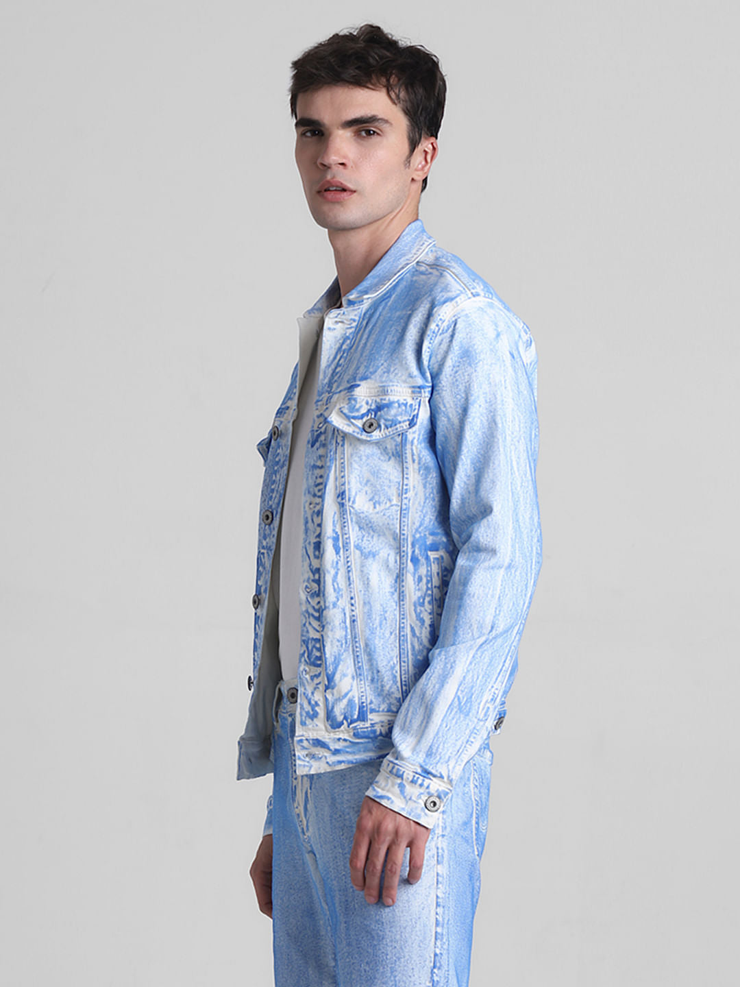 White Washed Co-ord Set Denim Jacket