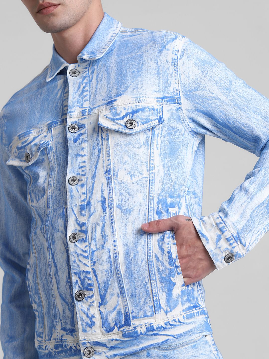 White Washed Co-ord Set Denim Jacket