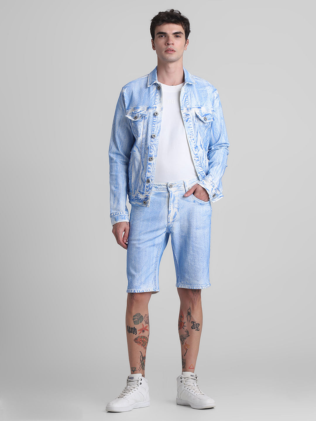 White Washed Co-ord Set Denim Jacket