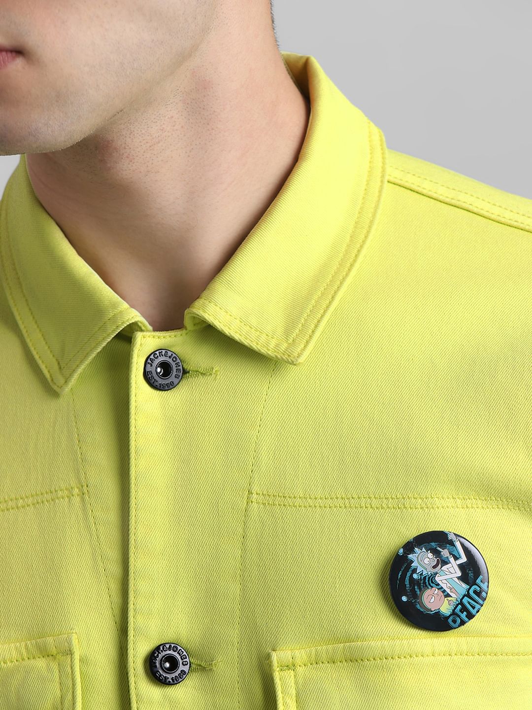 RICK & MORTY Lime Yellow Badge Detail Jacket