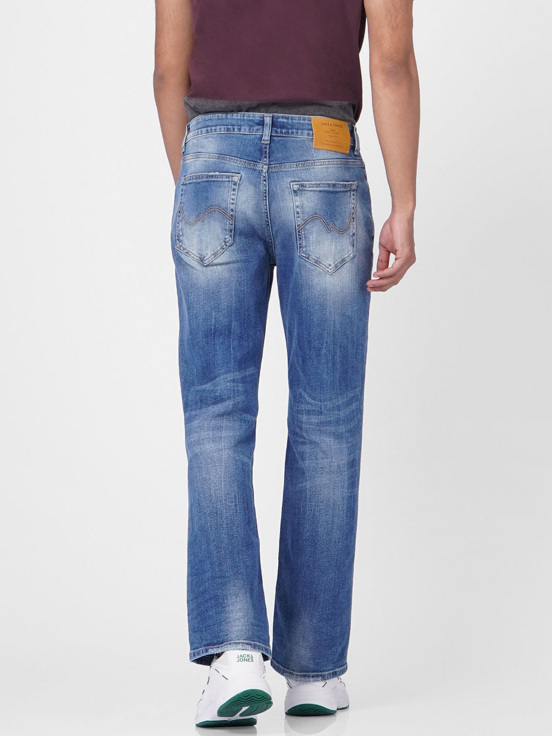 Blue High Rise Torn Bootcut Jeans
