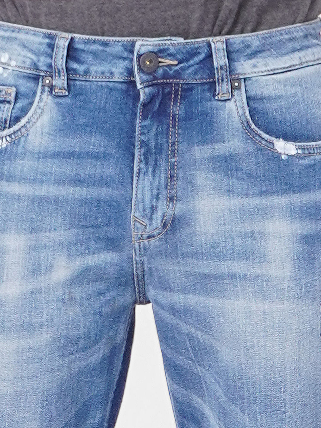 Blue High Rise Torn Bootcut Jeans