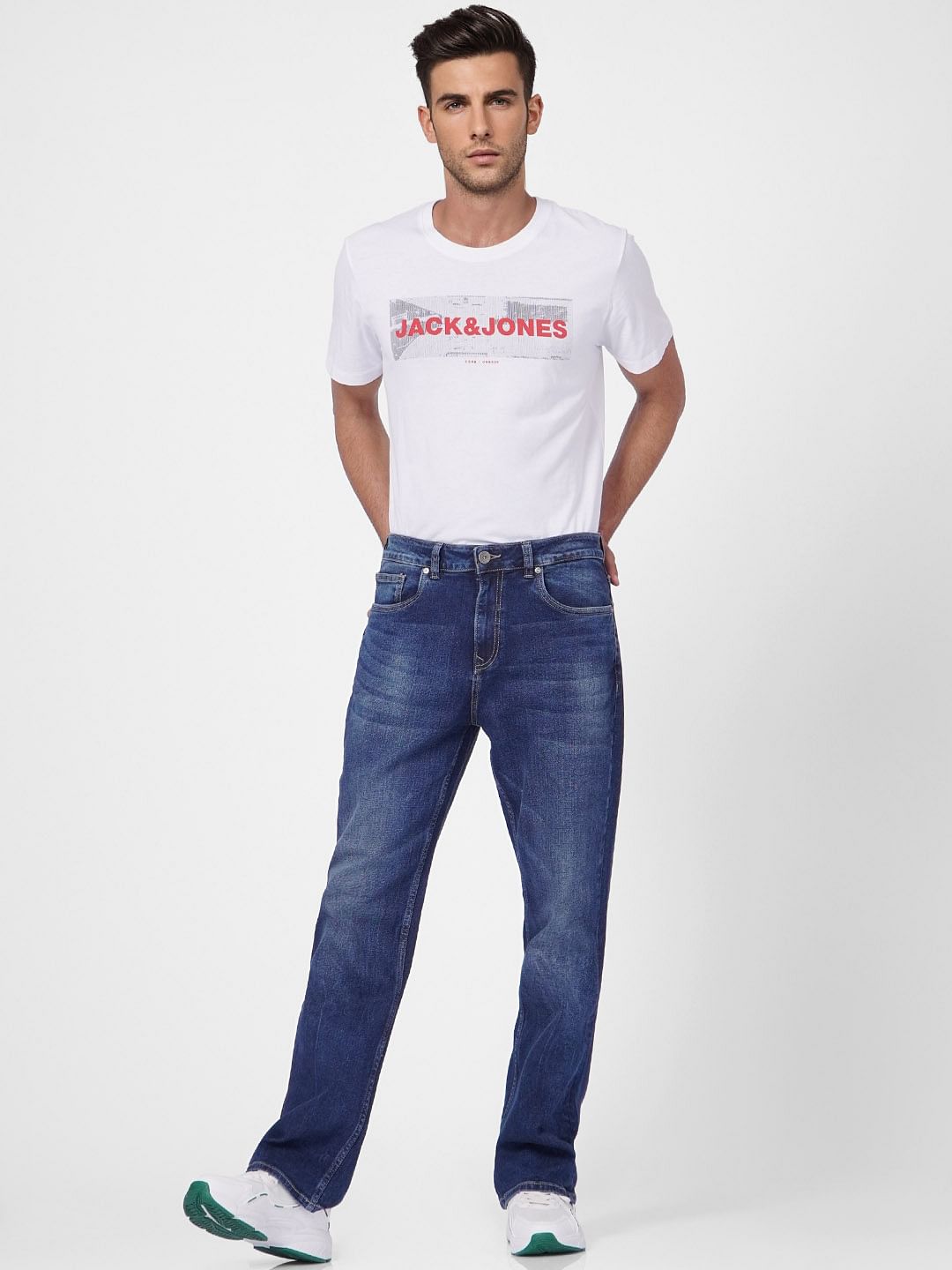 Blue High Rise Washed Bootcut Jeans