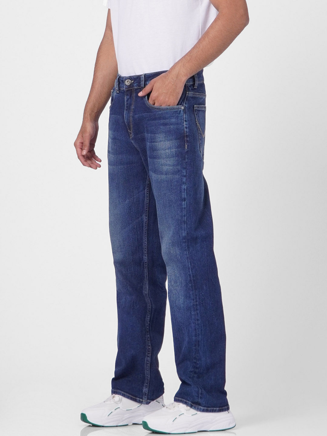 Blue High Rise Washed Bootcut Jeans