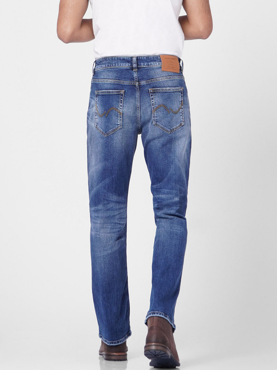 Blue High Rise Torn Bootcut Jeans
