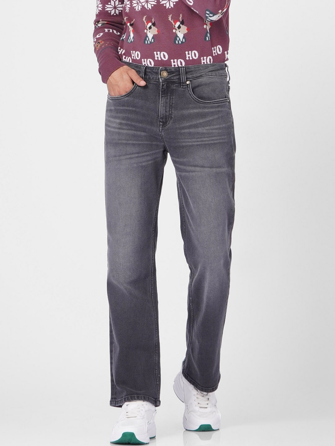 Black High Rise Washed Bootcut Jeans