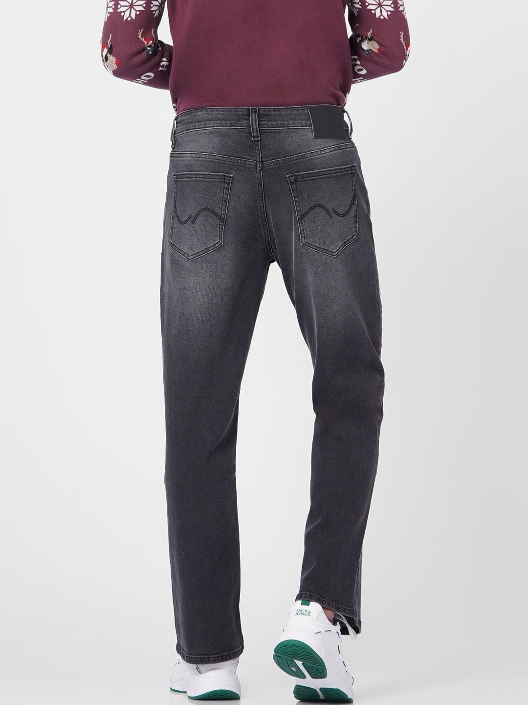 Black High Rise Washed Bootcut Jeans
