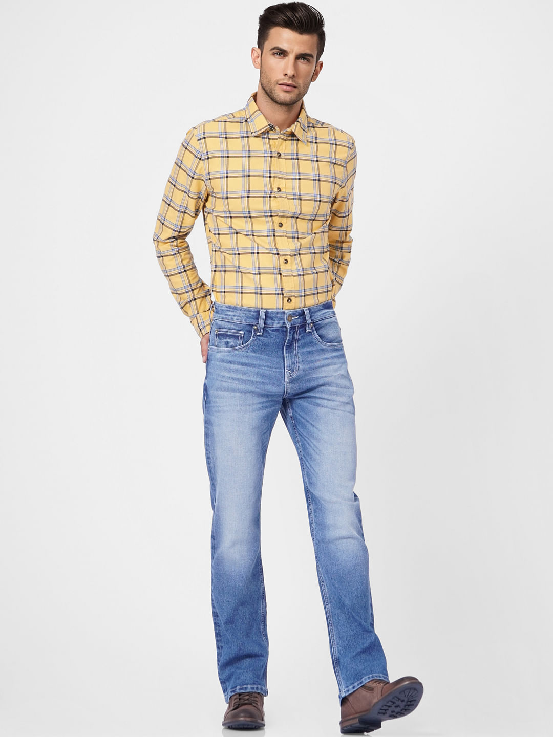 Blue High Rise Bootcut Jeans