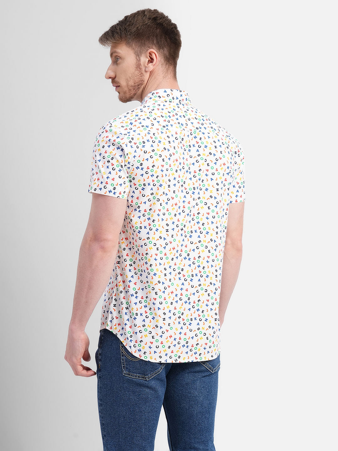 White Logo Print Short Sleeves Shirt