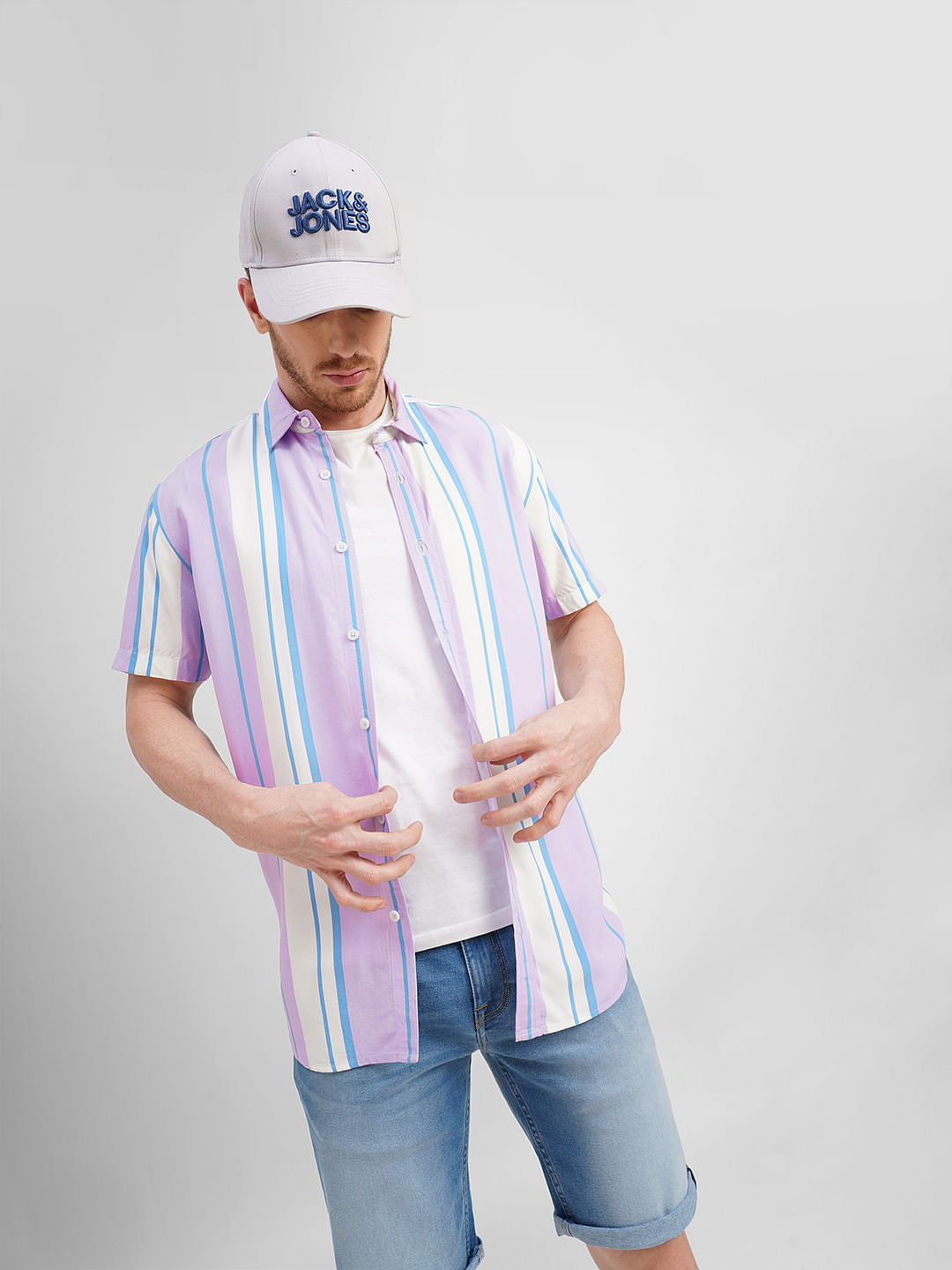 Orchid Colourblocked Short Sleeves Shirt