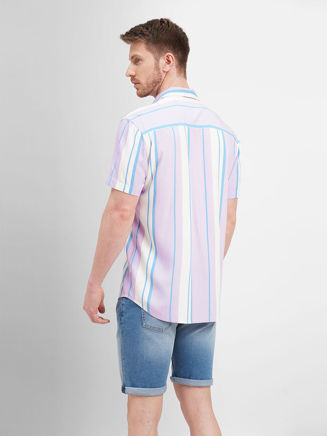 Orchid Colourblocked Short Sleeves Shirt