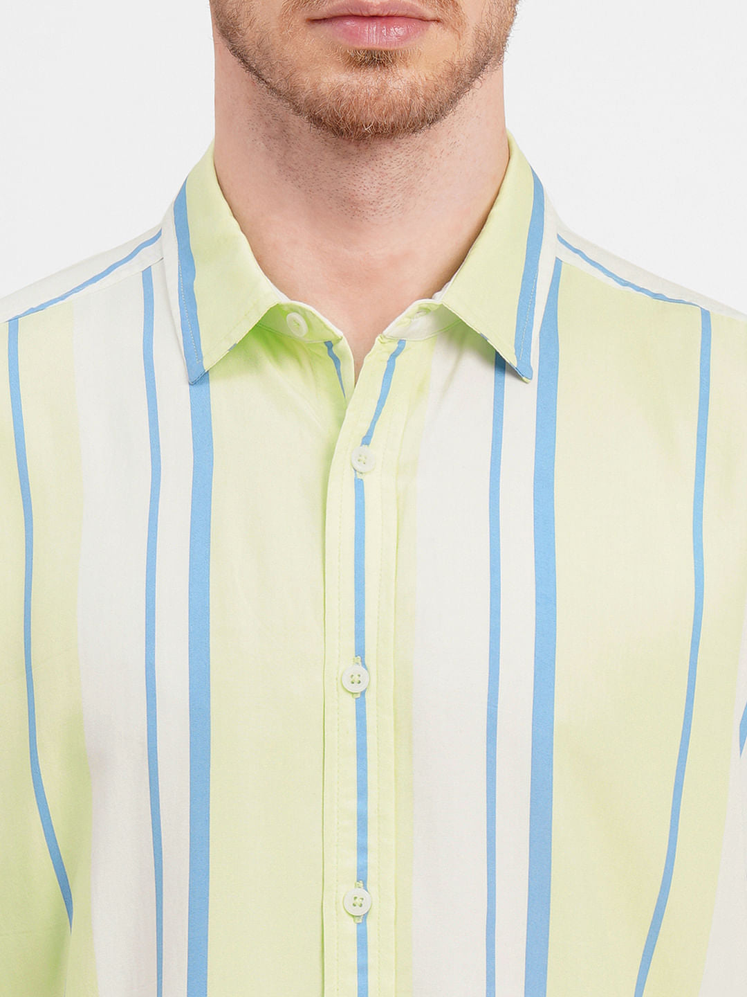 Lime Green Colourblocked Short Sleeves Shirt