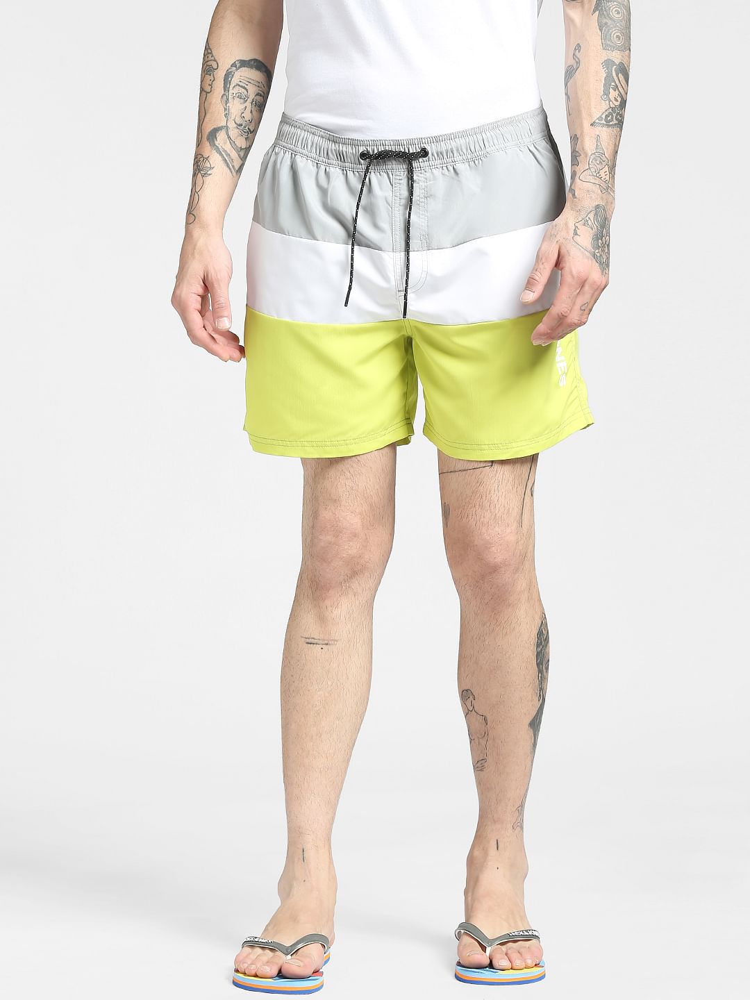 Yellow Colourblocked Swim Shorts