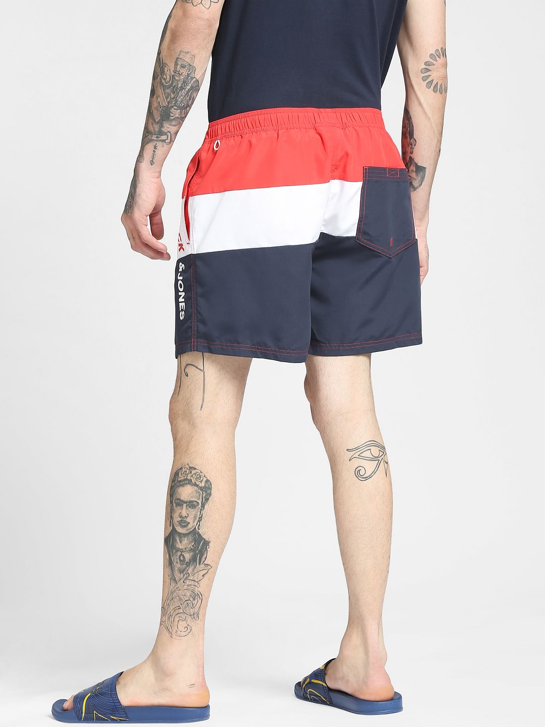 Red Colourblocked Swim Shorts