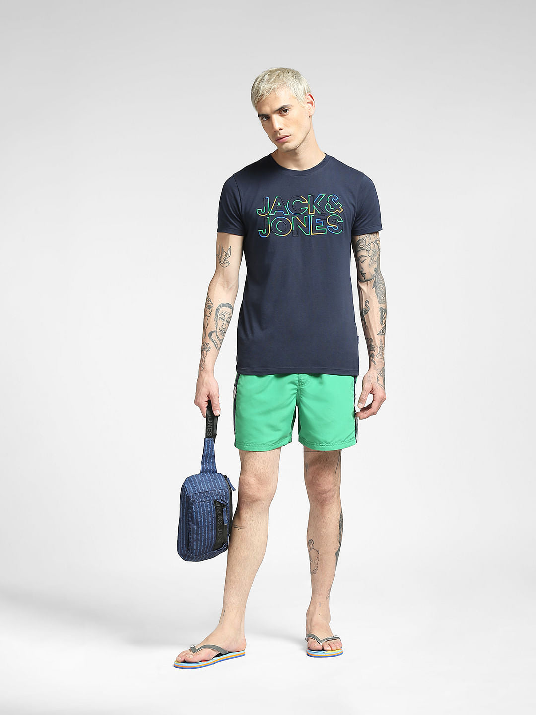 Green Tape Detail Swim Shorts