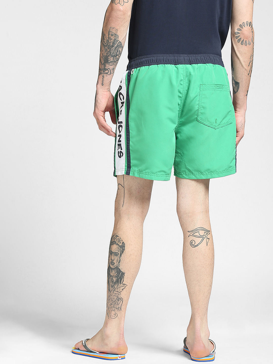 Green Tape Detail Swim Shorts