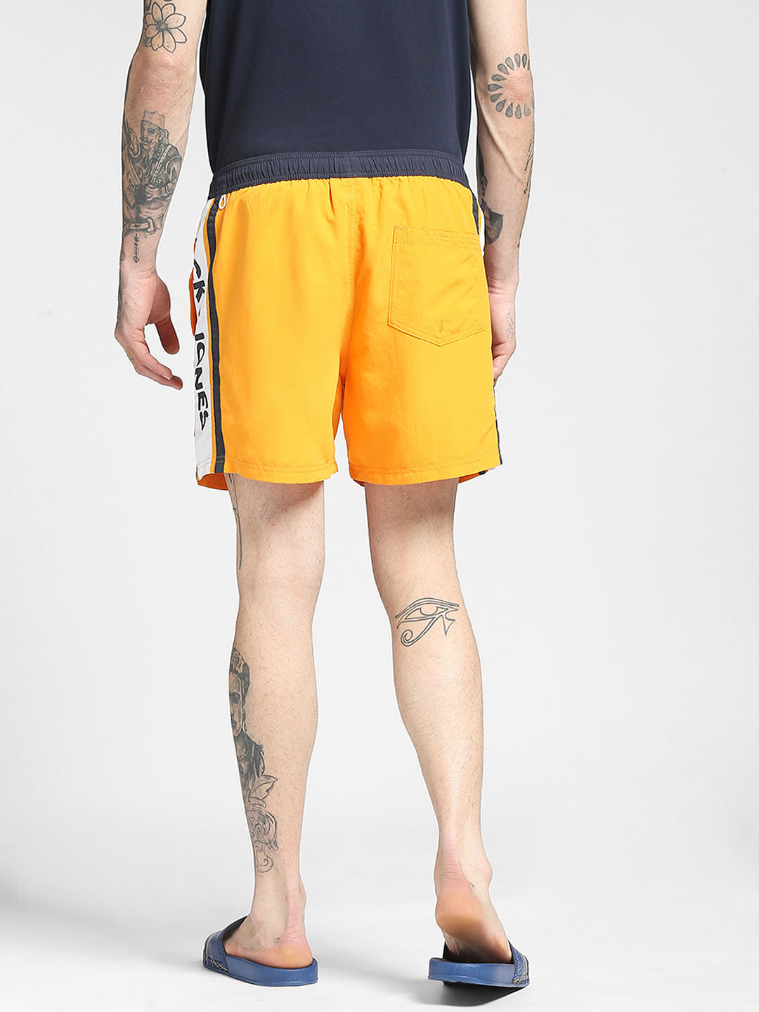 Orange Tape Detail Swim Shorts