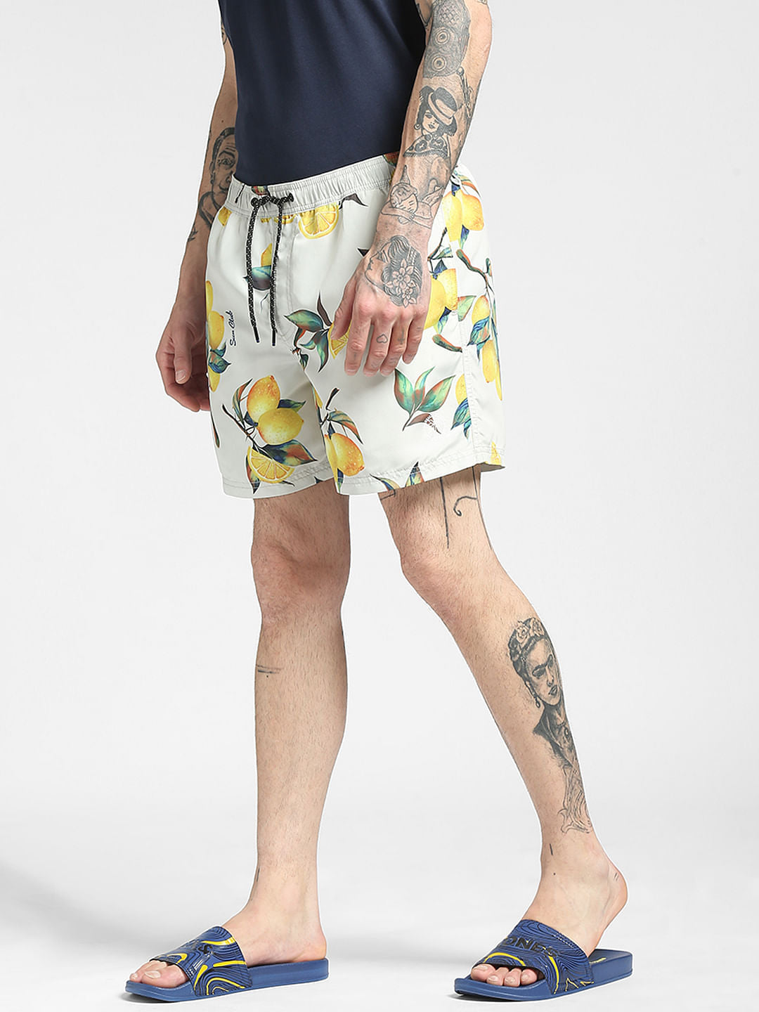 White Printed Swim Shorts