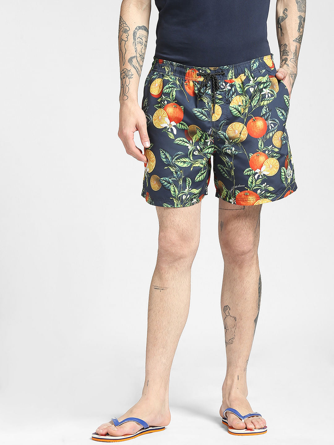 Blue Printed Swim Shorts