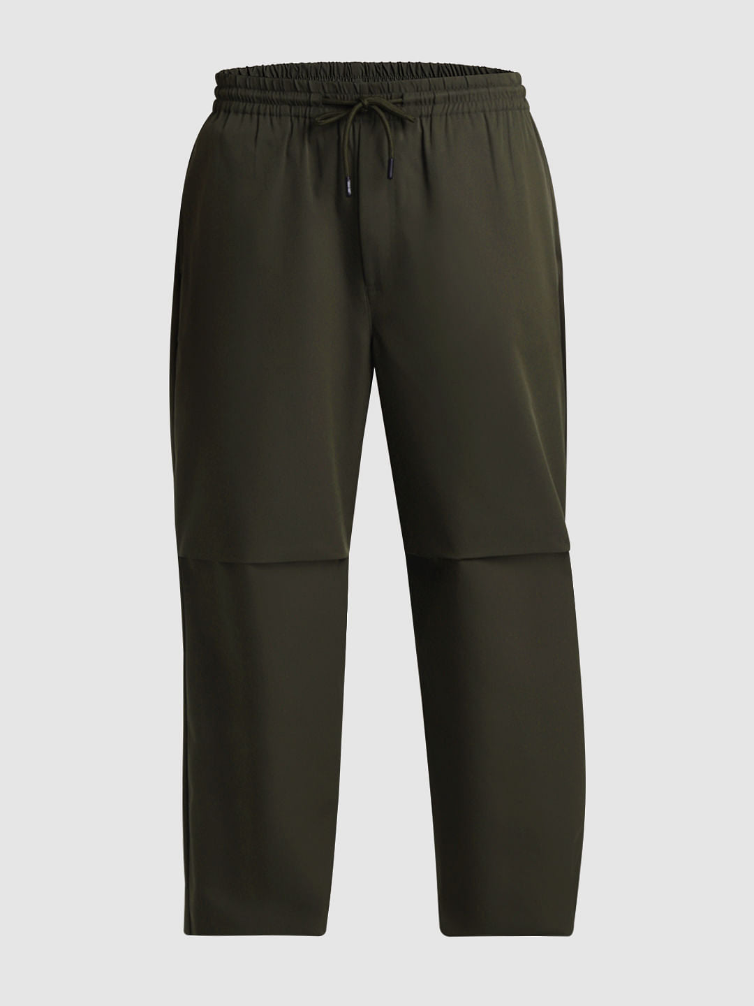 Dark Green Mid Rise Casual Pants