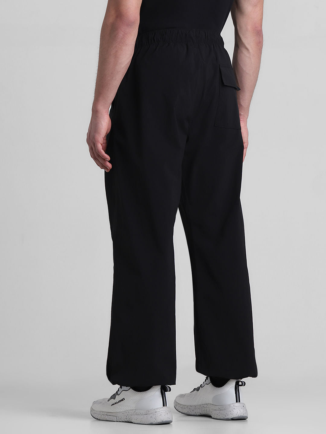 Black Mid Rise Parachute Pants